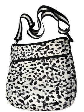 JEN & CO Crossbody Bag Black & White Neoprene Adjustable Strap Zip Compartments